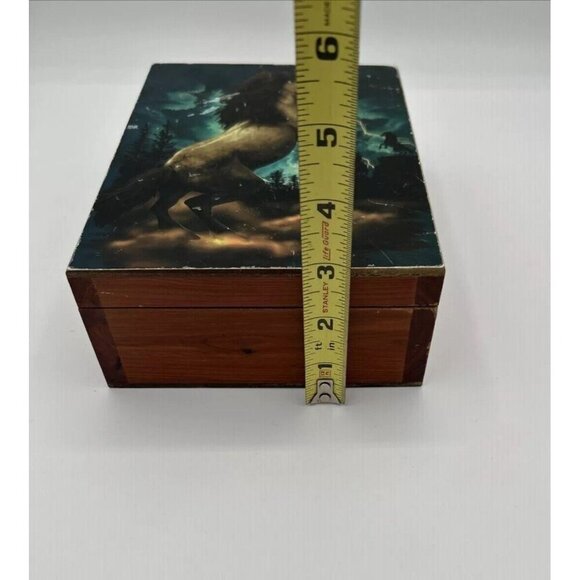 Ridin Hy Ranch Cedar Keepsake Box Horse Lightning Western Decor Storage - Picture 10 of 10